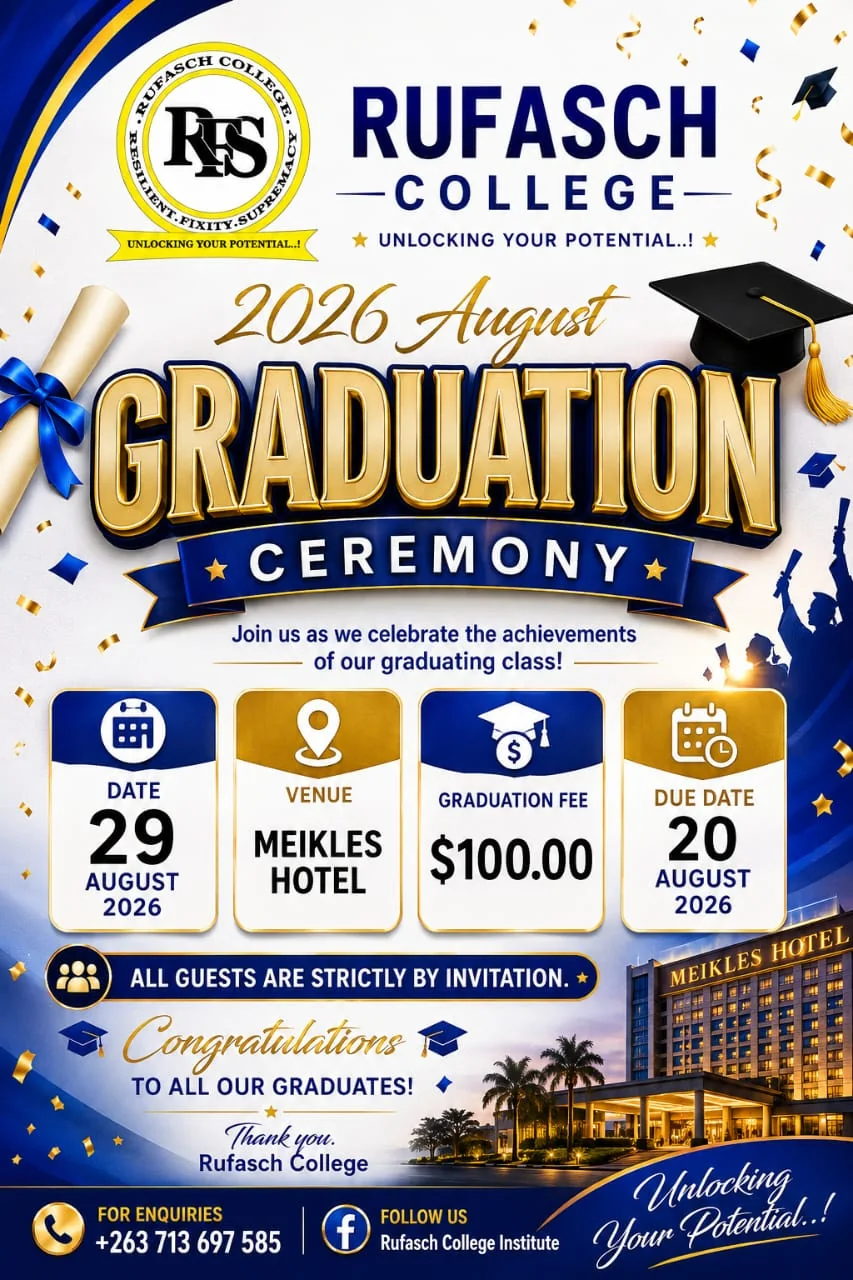 Rufasch College August 2026 Graduation Ceremony flyer
