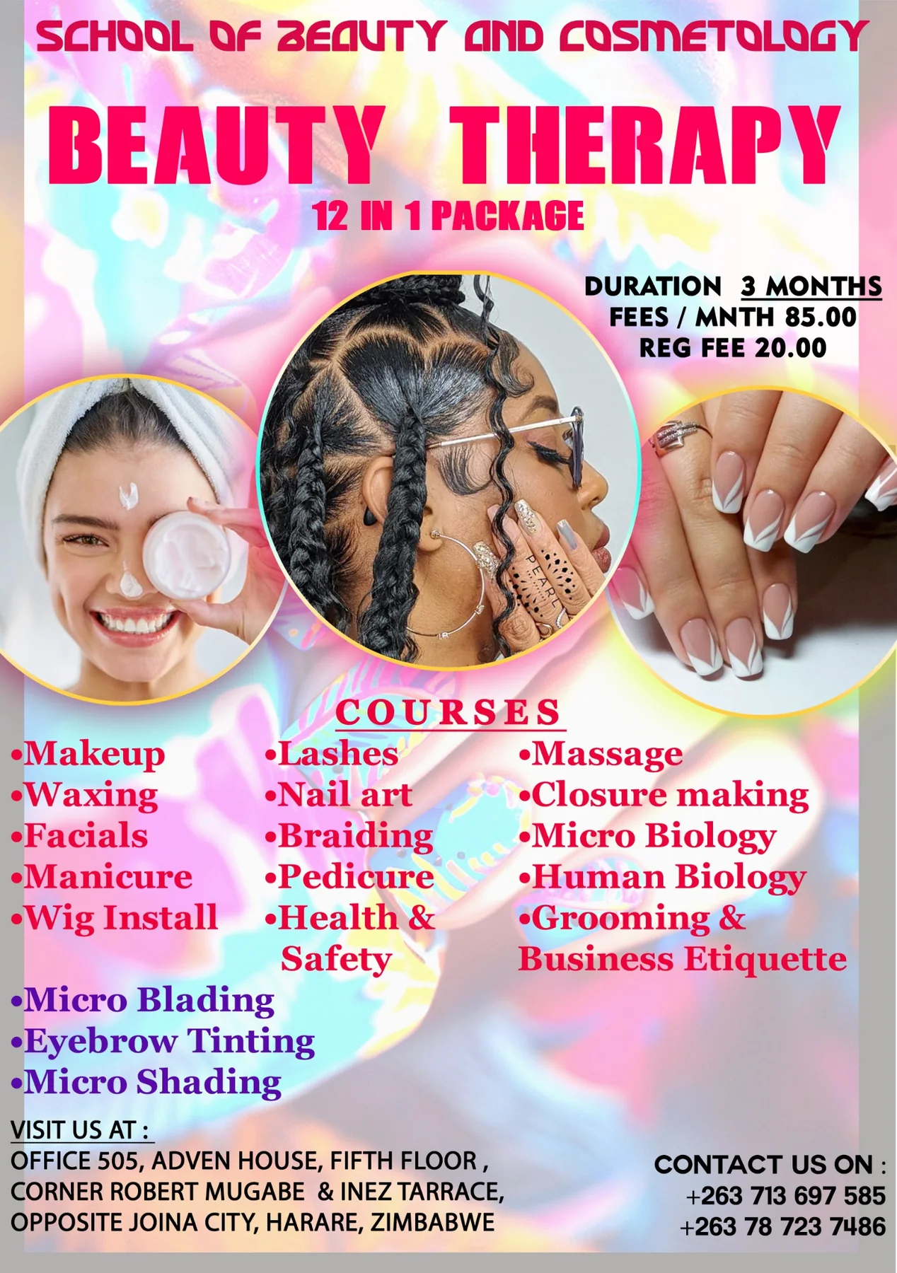 Rufasch College Beauty Therapy course flyer