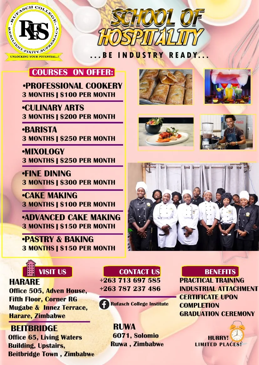 Rufasch College School of Hospitality courses flyer